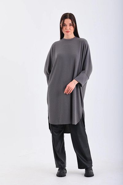 NİSUM MODA Bat Love Ribbed Tunic