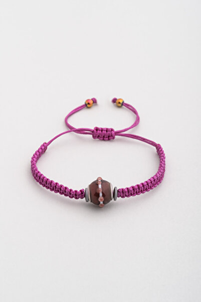 So CHIC... Murano Taşlı 18 Ayar Beyaz Altın Kaplama Ayarlanabilir İpli Gümüş Bileklik