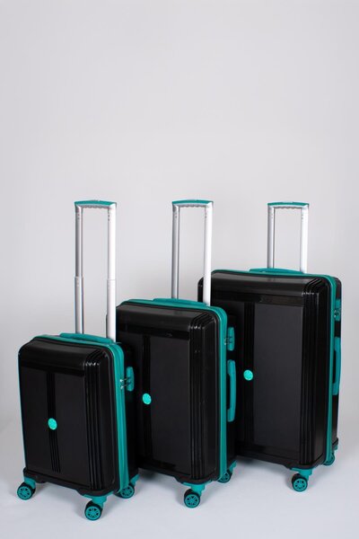 Travel POLO 3'lü Valiz Seti Kırılmaz Siyah Cam Göbeği 1018