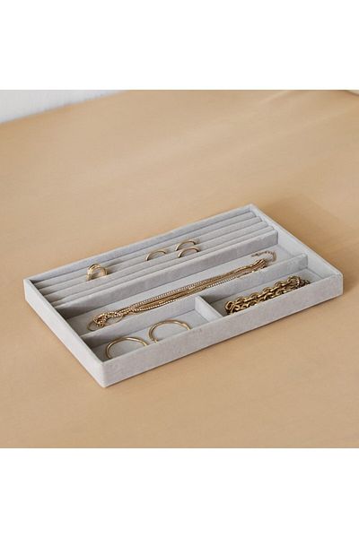 Home Box Velour 4-Compartment Jewellery Tray