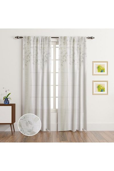 Home Box Clive 2-Piece Printed Sheer Rod Pocket Curtain Set 140x240 cm