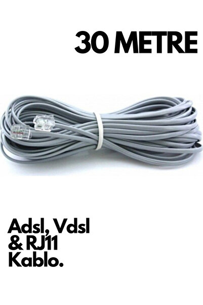 HQ SPEED 30 Metre RJ11 Telefon ve ADSL/VDSL Modem Bağlantı Kablosu – Uzun Mesafe Kesintisiz İnternet Kalitesi