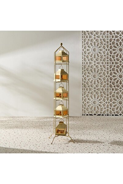 Home Box حامل فانوس معدني من كينسين مع 5 فوانيس 22x22x106 سم