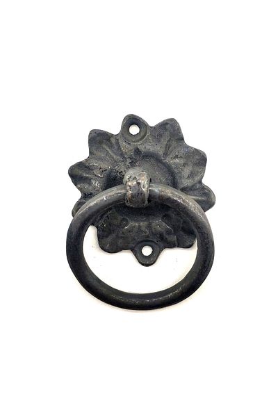 LiderGlobal Antique Style Decorative Brass Flower Furniture Handle, Door Lock Ring - 50mm, Oxide