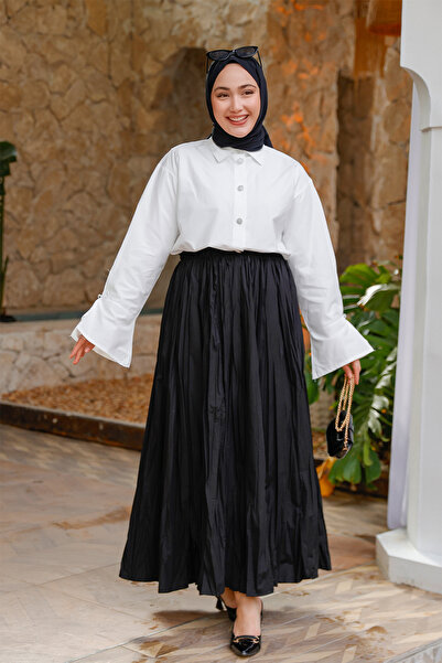 LOCCO Black Crochet Skirt - Women's Elastic Waist