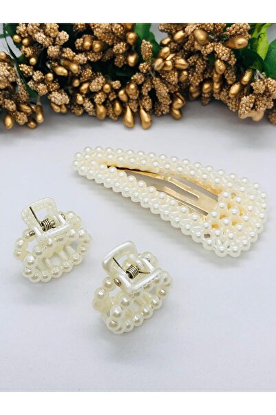 İnDerin Σετ πόρπες 3 τεμαχίων με πέρλες και μίνι κλιπ