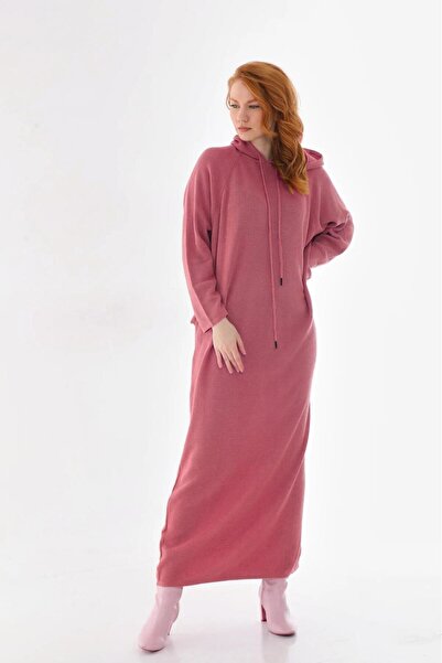 NİSUM MODA Hooded Long Knitting Dress