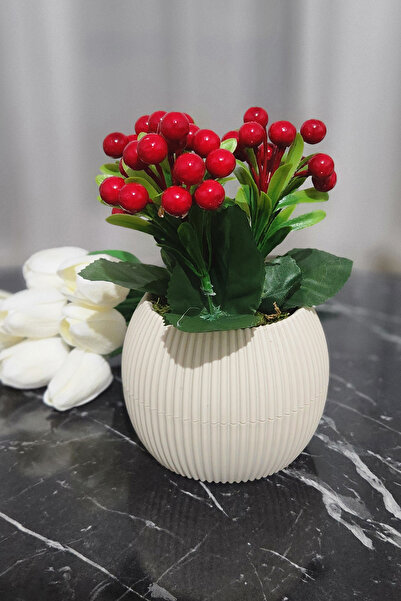 ALSHOP Mother's Day Artificial Kokina Fruit Tree in Beige Pot