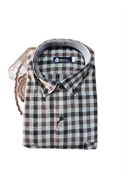 Well Comfortable Fit Plaided Patterned Cotton Jumper Shirt