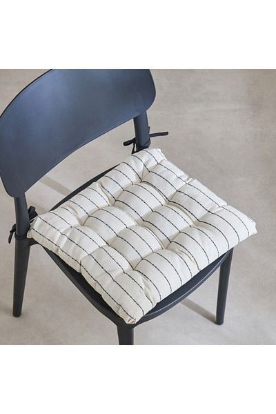 Home Box Noir Stripe Chair Pad 40x40 cm