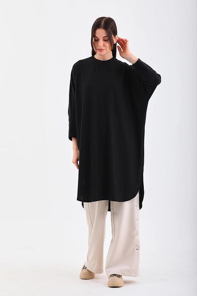 NİSUM MODA Bat Love Ribbed Tunic