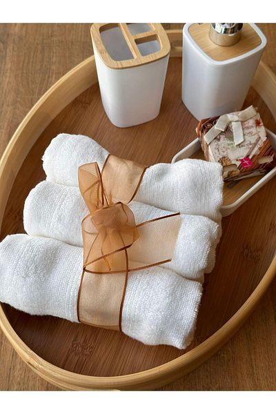 The Mia Πετσέτα χεριών 3 τεμαχίων Bamboo White 50x30 εκ