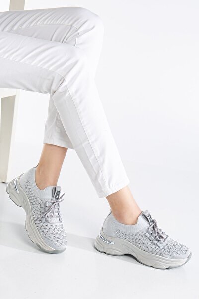 Edwin Grey Knitwear Lace-up High Heel Comfortable Fit Sneaker