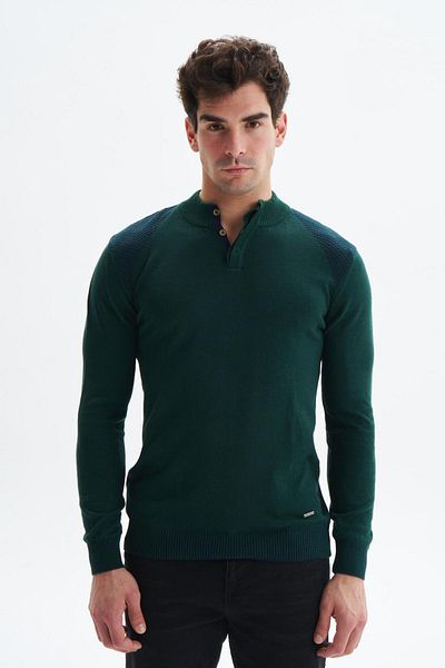 Arma Men's Green Slim Fit Lycra Acrylic Fabric Half Flowing Knitwear K0Kro0864