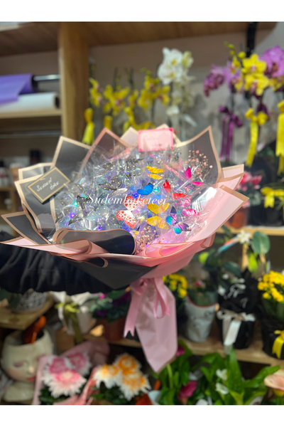Acilbirbuket Kelebek buketi senden önce senden sonra konsepti
