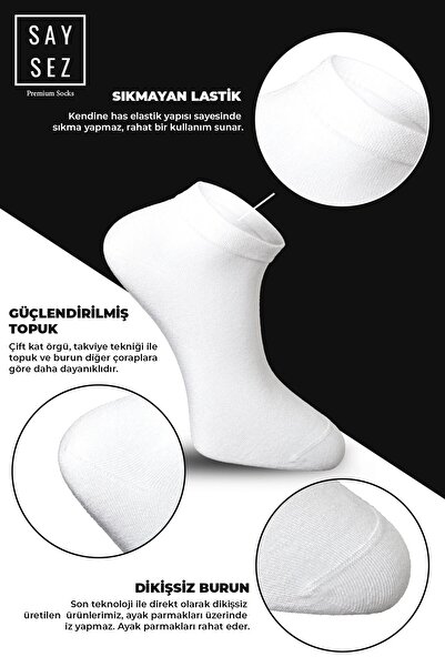 SAYSEZ Bamboo Men's Booties Plain Black-White-Grey Socks Seamless Premium 3 Pack