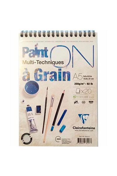 Clairefontaine طلاء على A5 160 جرام 30 ورقة كتلة رسم حلزونية علوية Pd966417