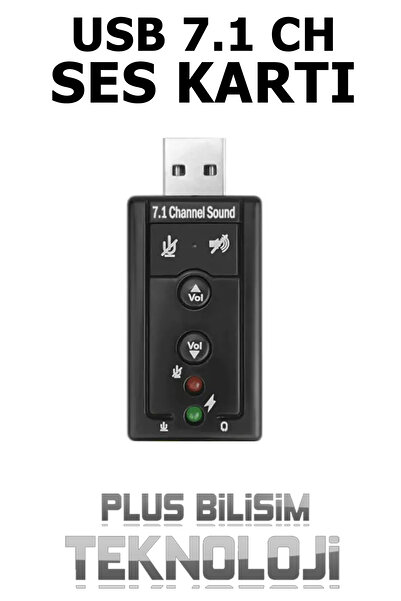 Plus Bilişim OEM Usb Ses Kartı 7.1 Harici 3.5mm Aux ve Mikrofon Çıkışlı HD Yü...