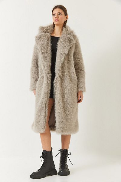 Bianco Lucci Women's Long Fur Lined Coat 2614 60261064