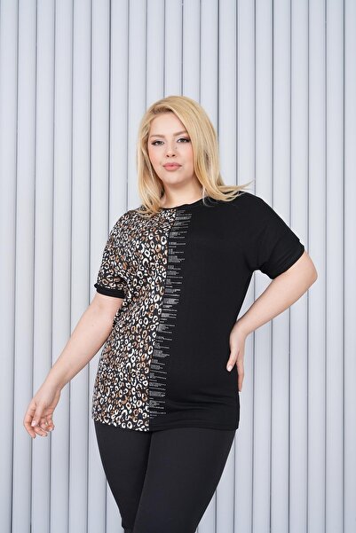 Siyezen بلوزة كبيرة الحجم منقوشة وأحجار