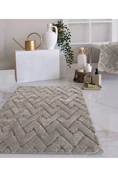 İyi Geceler İstanbul Hcw Line Beige 100% Cotton Marvin 2 Piece Bath Mat Set 40*60+60*100 cm
