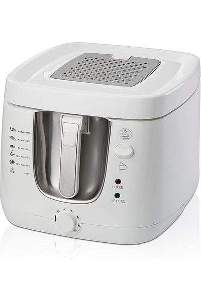 ALSAIF Electric Deep Fryer, Housing Is Plastic And Stainless Steel Fixed Oil Tank, 1500w, White
