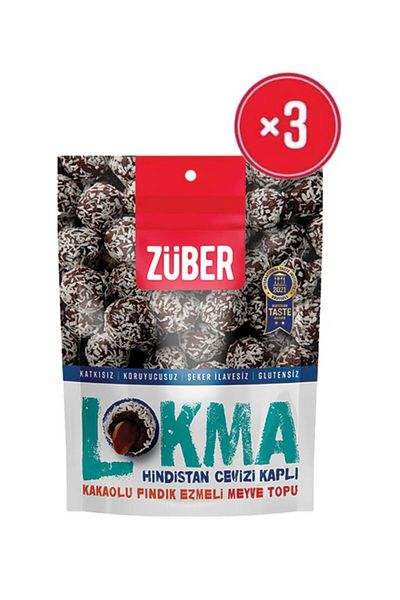 Züber Turkish Delight Coconut Covered Cocoa Finnish Paste Fruit Ball 96g X3 Pieces