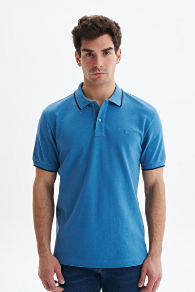 Arma Ανδρικό μπλουζάκι μπλε κανονική εφαρμογή 100% βαμβακερό πικέ πόλο με λαι...