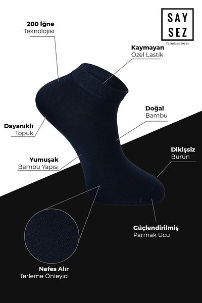 SAYSEZ Plain Lacy Burgün Para Horses Above Seamless Premium 3Pcs Men's Booties Socks