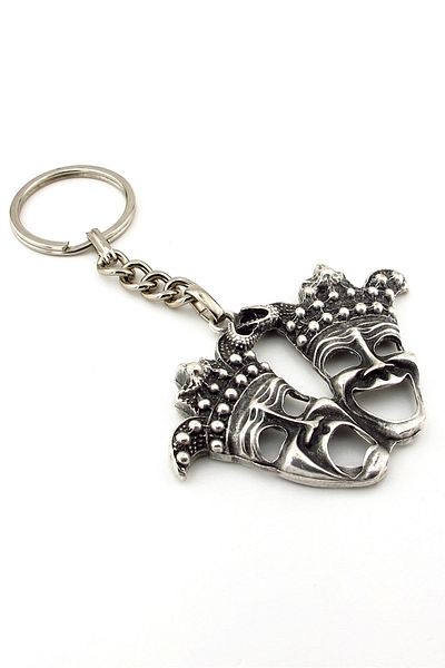 Solfera Comedy and Tragedy Ancient Theatre Icon Sock and Buskin Metal Keychain Kc212