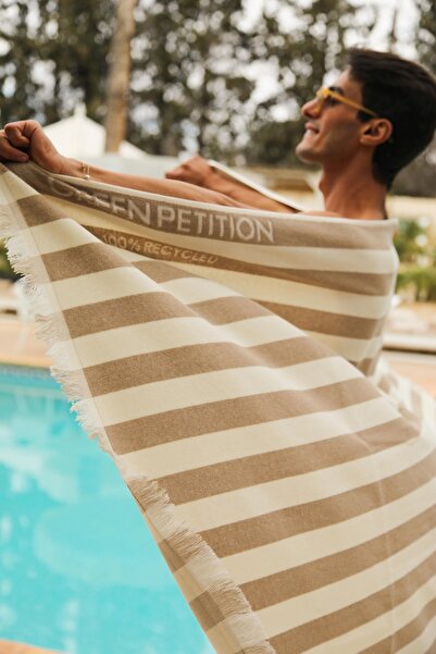 Green Petition Delmor Sand Beige - Φιλικό προς το περιβάλλον, με τσάντα μεταφοράς, μεγάλο μέγεθος 100x180 cm πετσέτα θαλάσσης