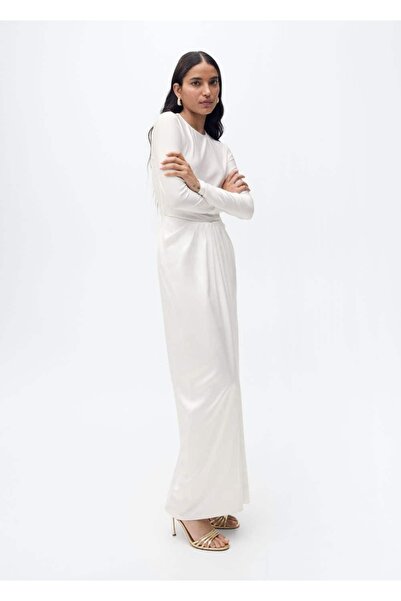 MANGO Woman Rochie lungă din țesătură combinată
