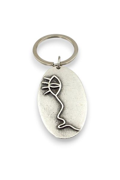Solfera Fish Life Drawing Design Antique Metal Oval Key Chain Kc203
