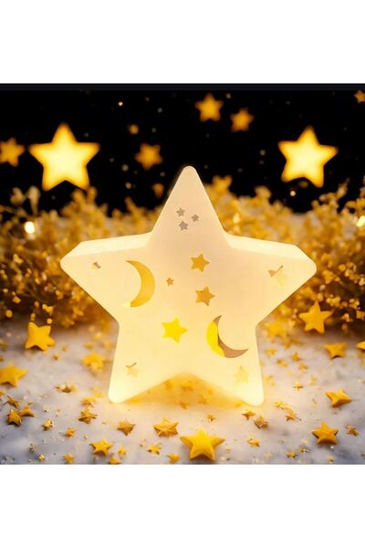 Deha 3D Dekor Tealight Ay ve Yıldız Led mumluk