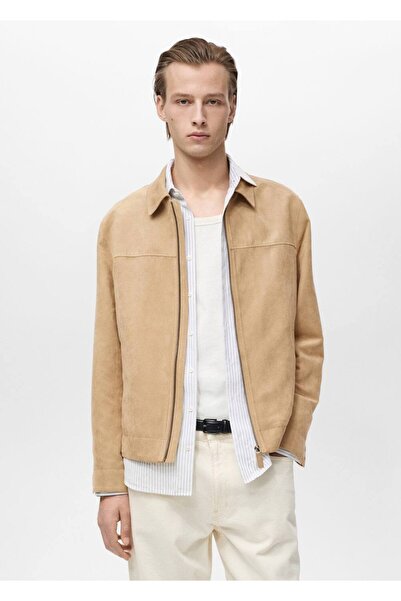 MANGO Man Fermuarlı süet görünümlü ceket