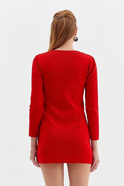 Nish&Chic Gold Düğmeli Uzun Triko Ceket