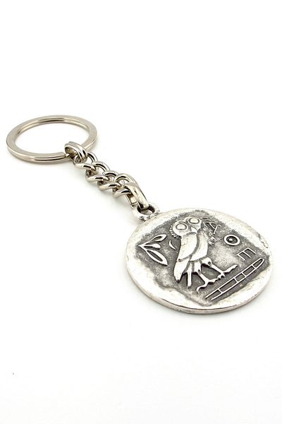 Solfera Ancient Greek Coin Tetradramachy Athena Owl Metal Keychain Kc184