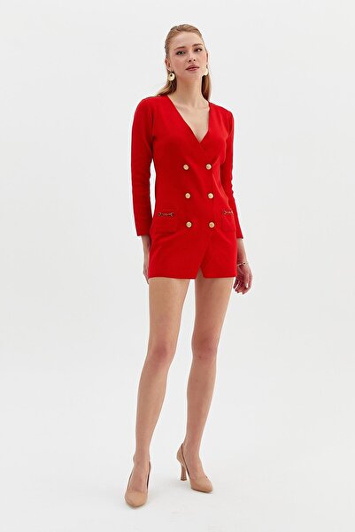 Nish&Chic Gold Düğmeli Uzun Triko Ceket