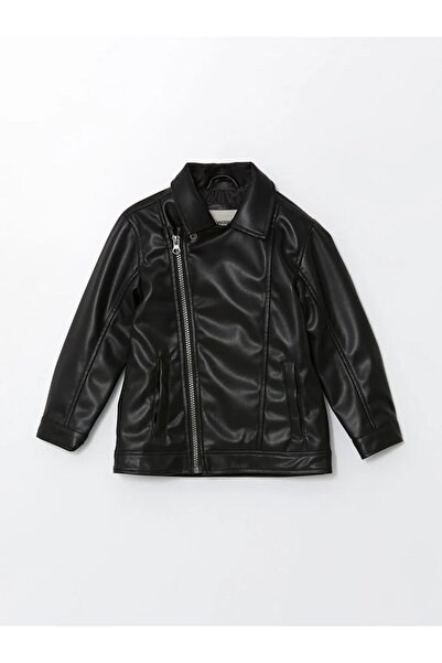 LC Waikiki LCW Kids Schwarzer Jungenmantel in Lederoptik