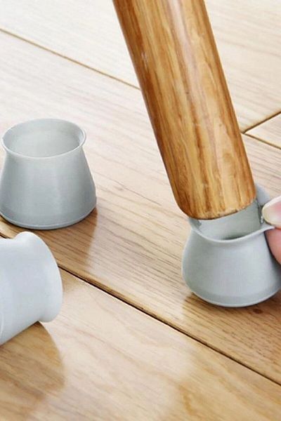 GAT Shop 32 bucăți de protecție pentru lemn de esență tare anti-zgârieturi picior de masă de cafea pentru scaun din silicon alb