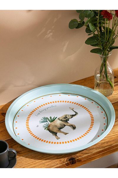 LC Waikiki Lcw Home Elephant Printed Metal Tray 34 cm
