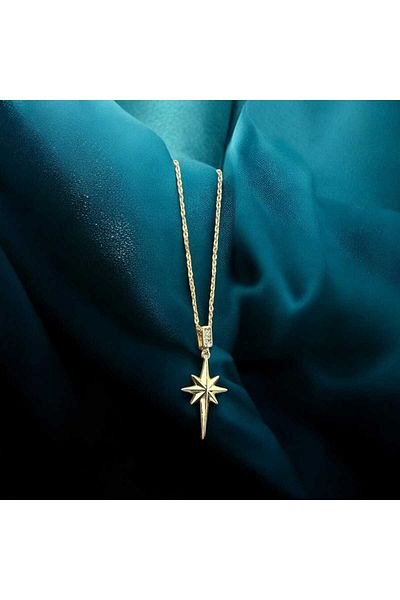 Çelik Gold Steel Polar Star Necklace