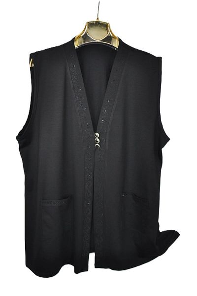 elma abone Large Size Combed Cotton Jewelled Short Vest
