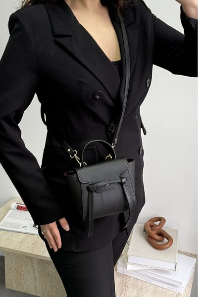 LEONAS Mini geantă de mână și de umăr pentru femei - Florence Black Knot Edge