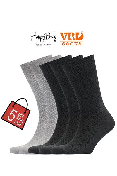 Happy Body Bamboo Men's Fabric Non-Slip Seamless Rubber 5-Piece Toe Cap