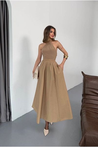 İLKCET MODA Αλεξίπτωτο Υφασμάτινη Φαρδιά Γυναικεία Φούστα