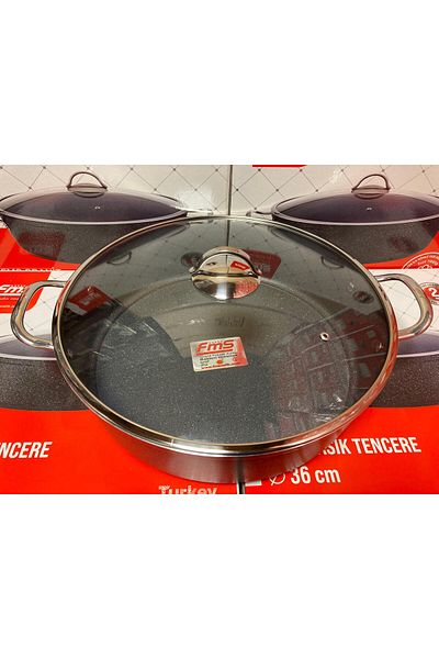 FMS Granite Industrial Flat Pot 36 cm Gray