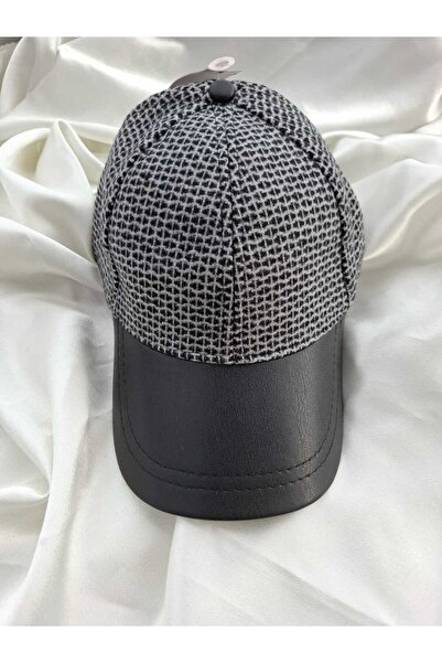 ALASEREN KIŞLIK DERİ DETAYLI KEP ŞAPKA