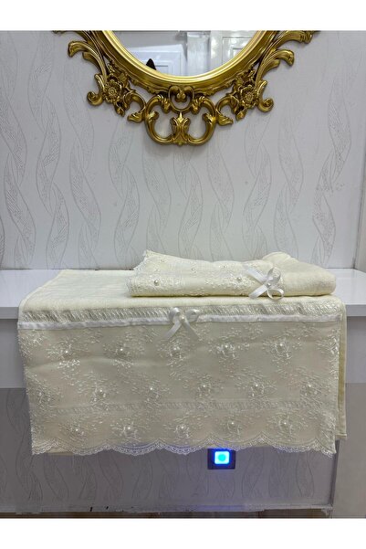 Yarençeyiz %100 Pamuklu Fransız Güpürlü Çeyizlik 2'li Havlu 50x90