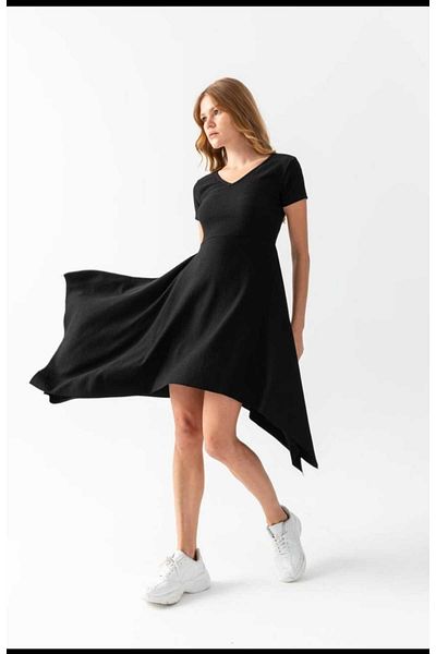 Cisa Design Rochie de damă înfășurată cu decupaj asimetric cu decolteu în V